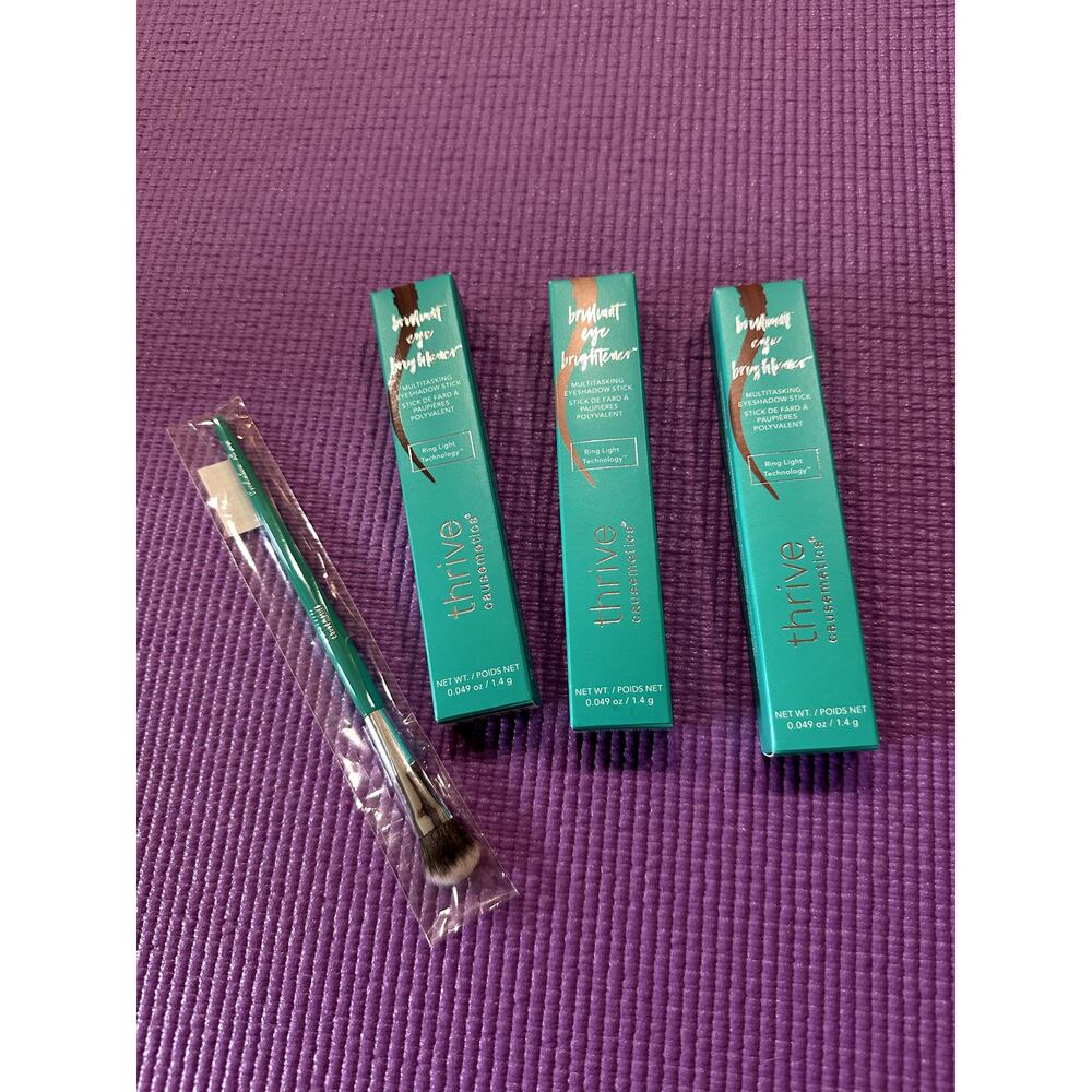 New 3 Thrive Causemetics Eyeshadow Stick Full Size Kaelyn, Riji & Gailon & Brush